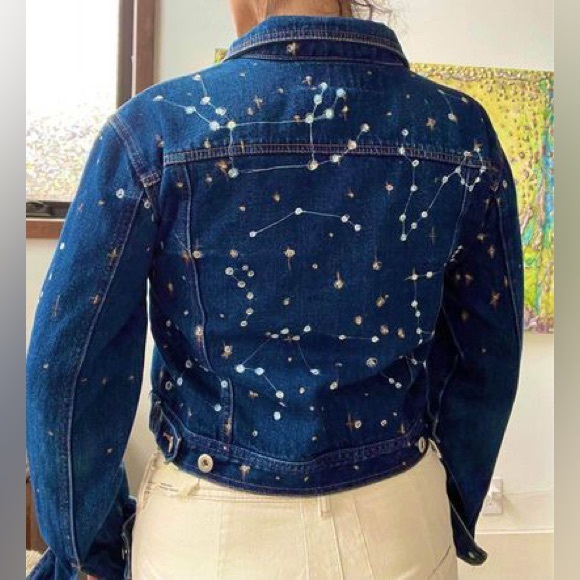 The sequin Constellation Denim Jacket - handmade - Picture 6 of 7